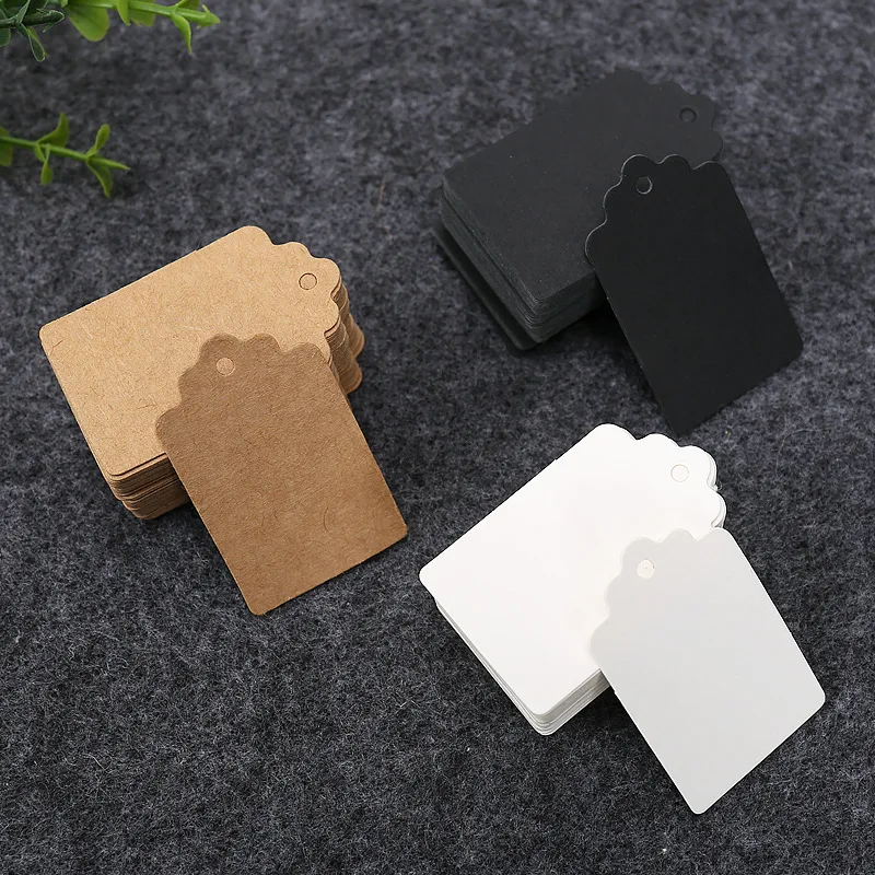 100pcs Rectangle Blank Hang Tags Wedding Birthday Party Gift Card Kraft Paper Label Garment Price Tag Baking Packaging Supplies