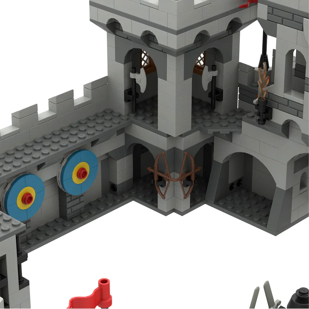 MOC Ancient Kingdom Knights Castle Wall Tower Turret Medieval Military Soldiers Action Figure Weapons Assemble Scene Kids Toys