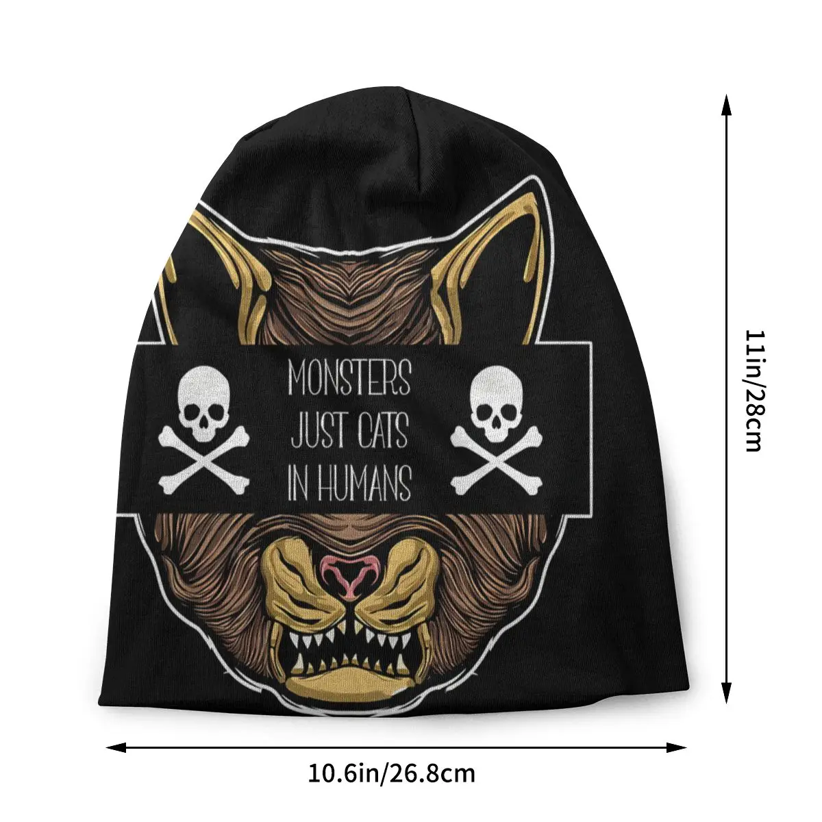 Cat Bonnet Homme Fashion Thin Skullies Beanies Catzilla Monsters Kitten Caps For Men Women Creative Hats