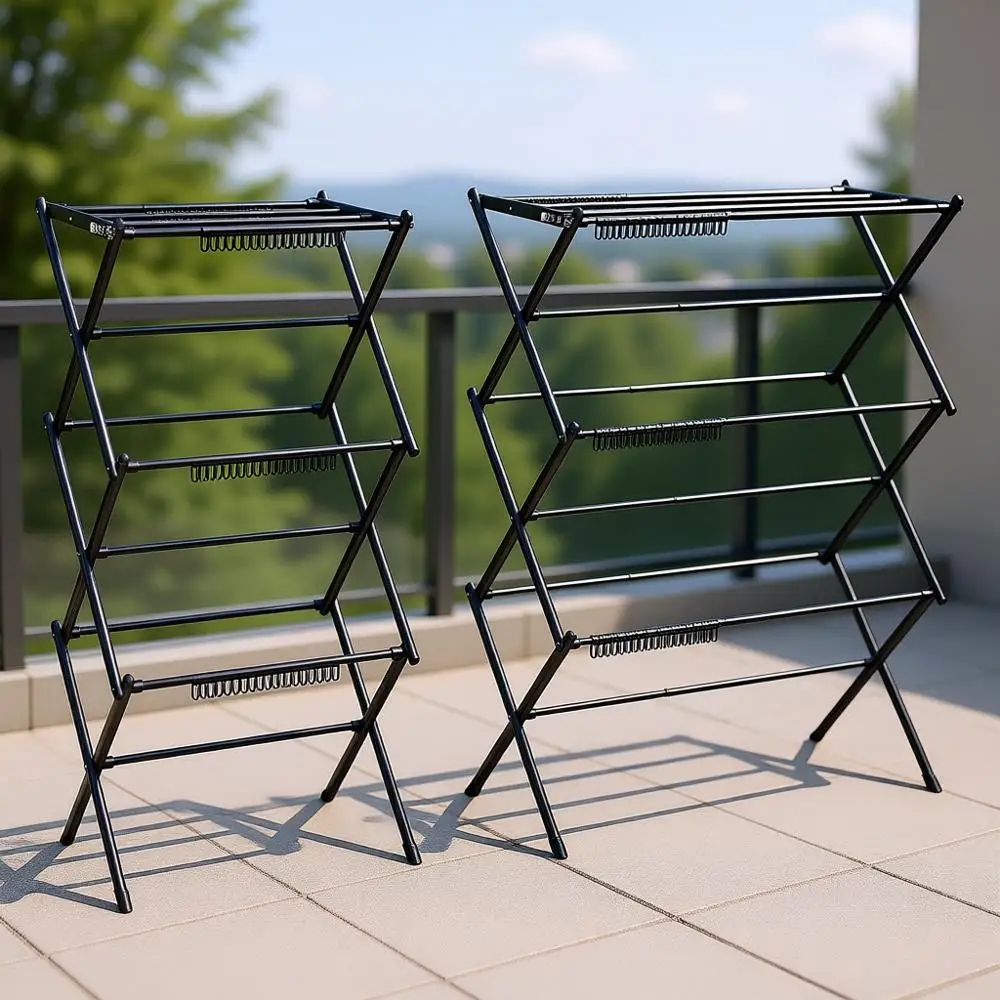 

Трехуровневая сушилка для белья, складная сушилка, для использования в помещении и на улице, компактная конструкция, металл, черный