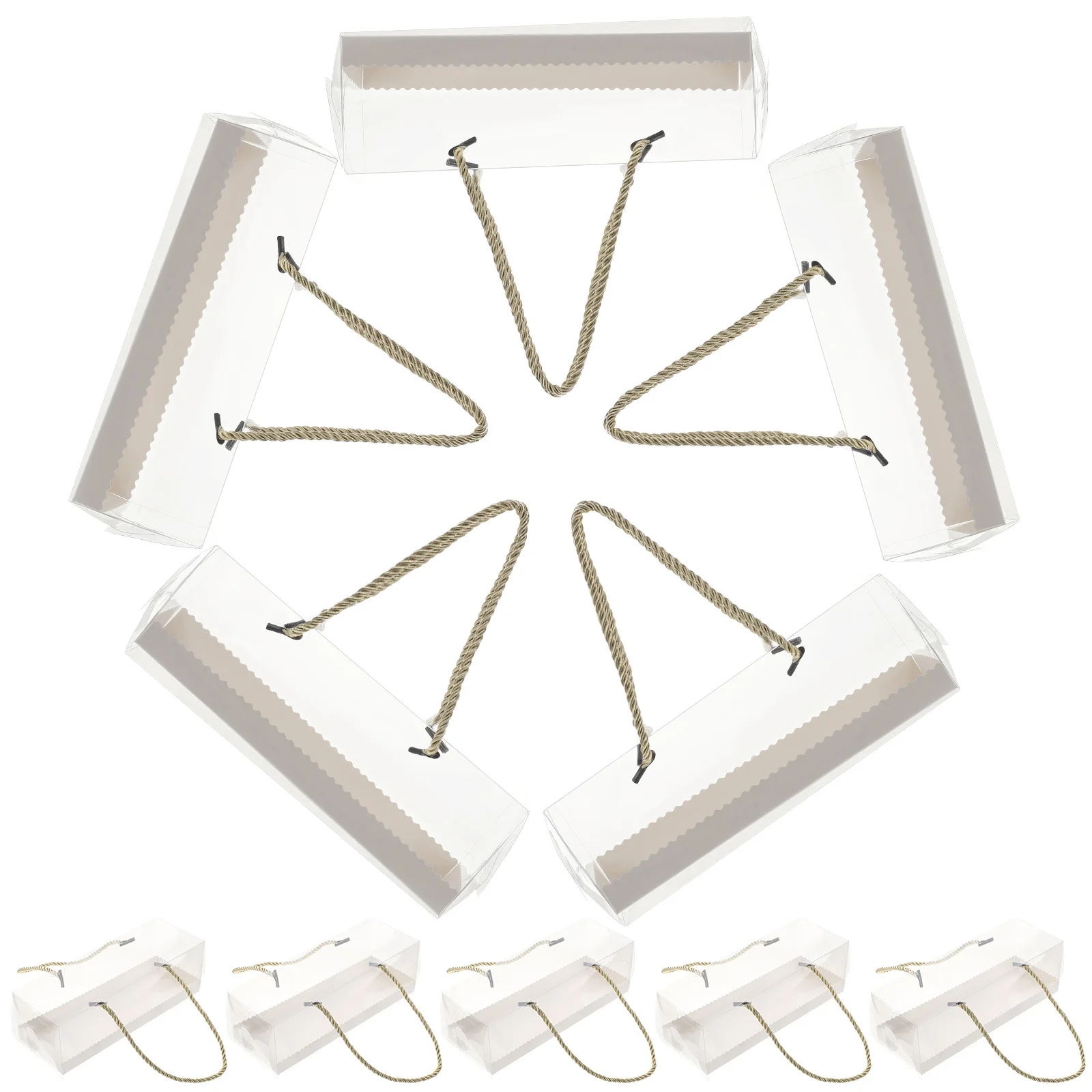 

10Pcs Clear Cupcake Boxes Cake Holder Rectangular Containers Reusable Food Safe Portable Handle Design