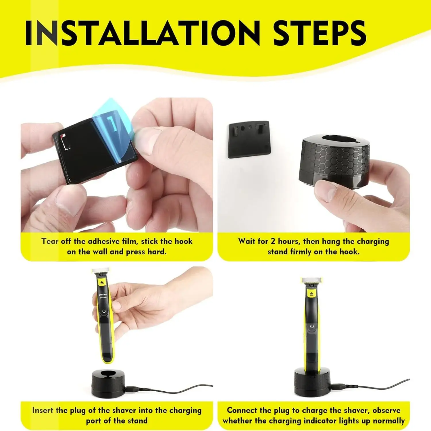 حامل شاحن قاعدة شحن مثبت على الحائط لماكينة الحلاقة الكهربائية الهجينة فيليبس One Blade QP2520 QP2530 QP2620 QP2630 #6