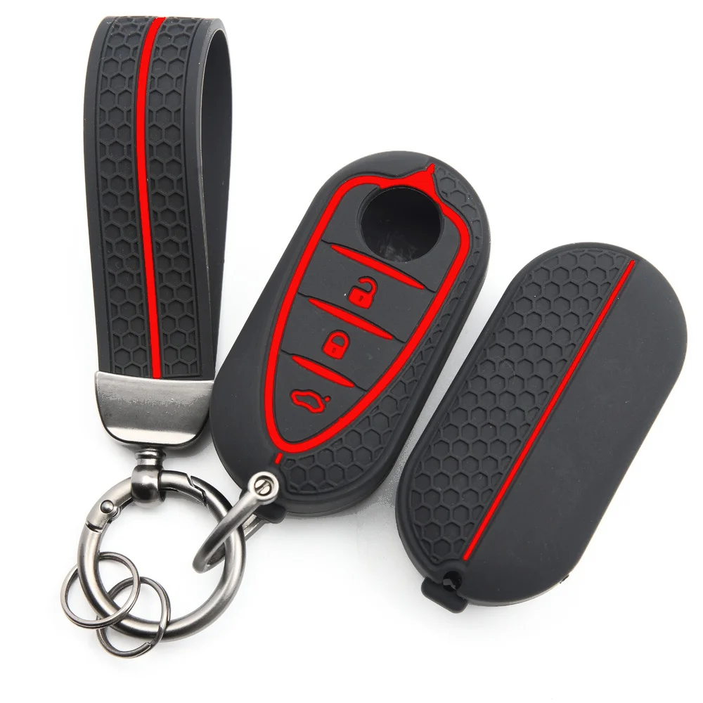 Smart Key Shell With Chain For Alfa Romeo Giulietta MiTo Giulia Stelvio Soft Touch Lightweight Protective Cover Easy Install
