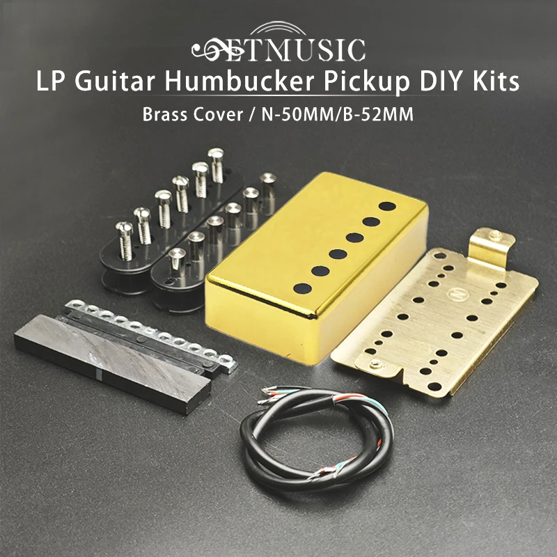 

[Pickup DIY Kits] LP Guitar Humbucker Pickup Kits-Brass Cover/Ceramic/Plastic Bobbin/Fixed/Adjustable Pole/4C Cable Pickup Kits