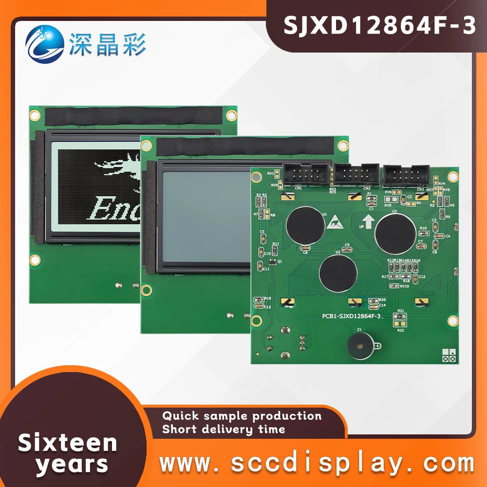 Hochwertiger SJXD12864F-3 FSTN positiver LCD-Bildschirm mit Knopf, chinesische Zeichenbibliothek, Punktmatrix, LCM-Anzeigemodul ST7920