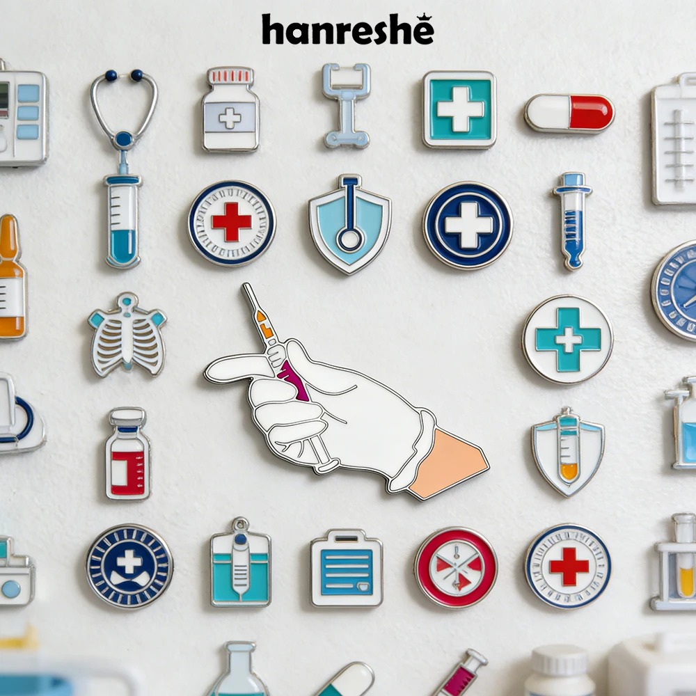 Hanreshe Medical Syringe Enamel Pin Nursing Doctor Nurse Brooch Badge Medicine Student Jewelry Gifts