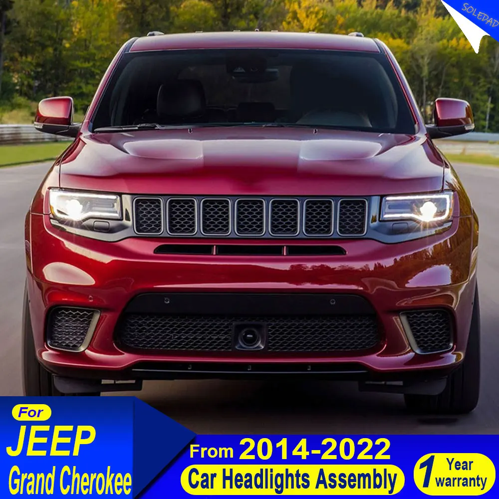 For Jeep Grand Cherokee Headlights 2014 2015 2016 2017 2018 2019 2020 LED Projetor head Lamp Daytime Running Light Accessories