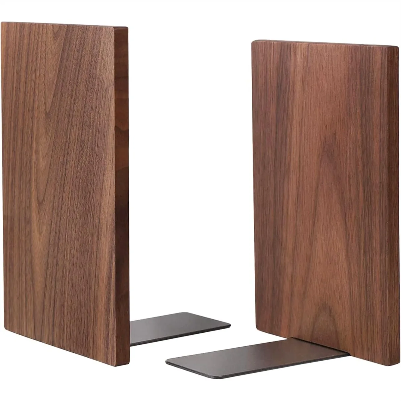 

Handmade Walnut Wood Bookends, Non-Skid Heavy Duty Book Ends for Shelves, L-Shaped Decorative Book Shelf Pair