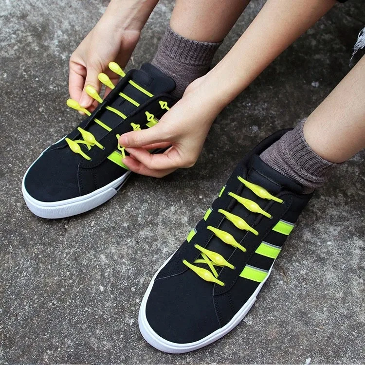 12 Pcs Silicon Elastic Laces Sneakers Shoelaces Without Ties Rubber Band for Casual Shoes Men Women Sport Shoes Lazy Accessories