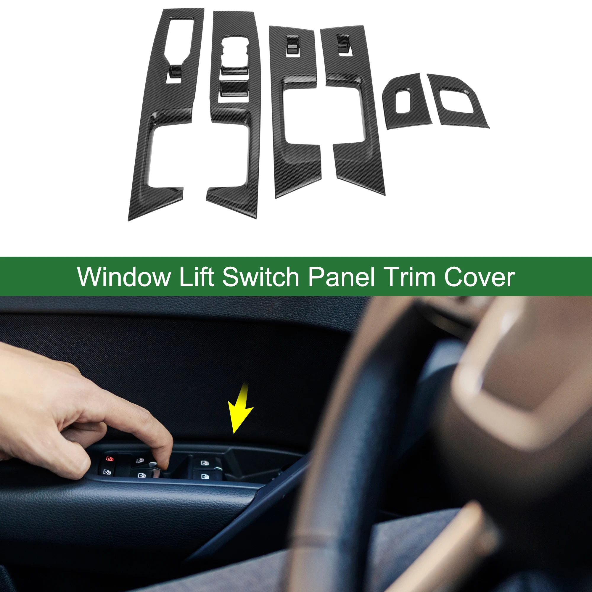 

UXCELL 1 Set Window Lift Switch Panel Trim Cover for Ford F150 21-23 Carbon Fiber Black