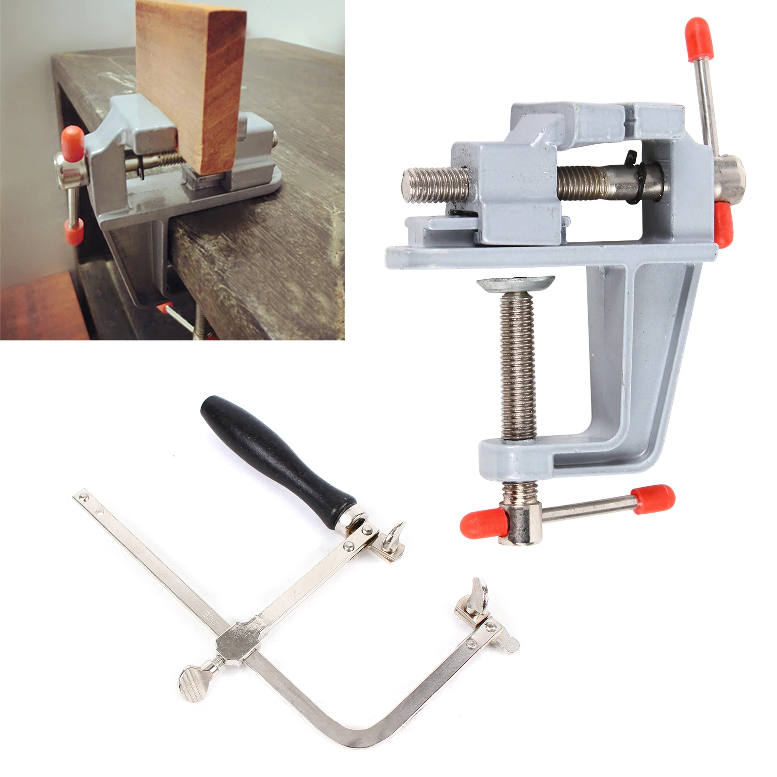 

Fixed Small Vise + Saw Bow, Jeweler's Saw Frame& Mini Bench Vise, Aluminum Alloy Jewelry Making Saw Set Tools