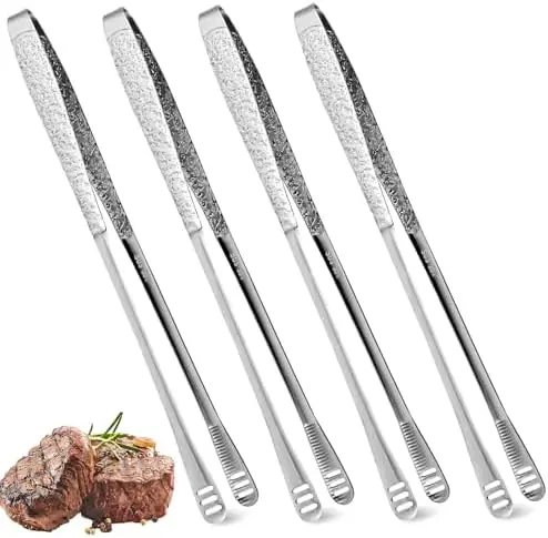 

4-Pc 11" Korean BBQ Tongs – Stainless Steel Grill Clamps for Steak, Fish, Salad, Buffet – Kitchen Cooking Tool
