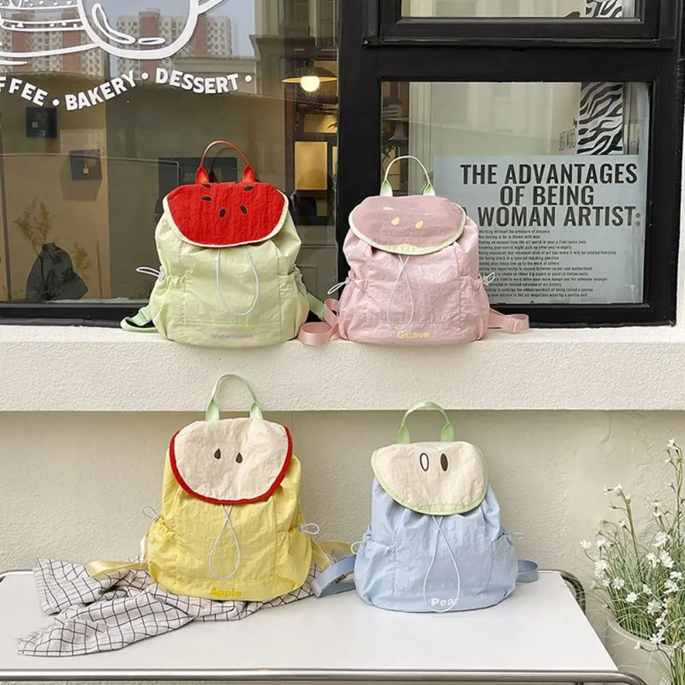 

Korean Style Outdoor Drawstring Backpack Travel Dopamine Color Fruit Nylon Backpack Large Capacity Waterproof