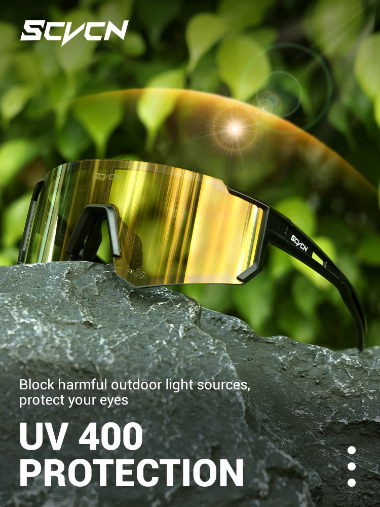 SCVCN Photochrome Sonnenbrille für Herren, Fahrradbrille, Mountainbike-Brille und Damen-Freizeitbrille zum Wandern, winddicht