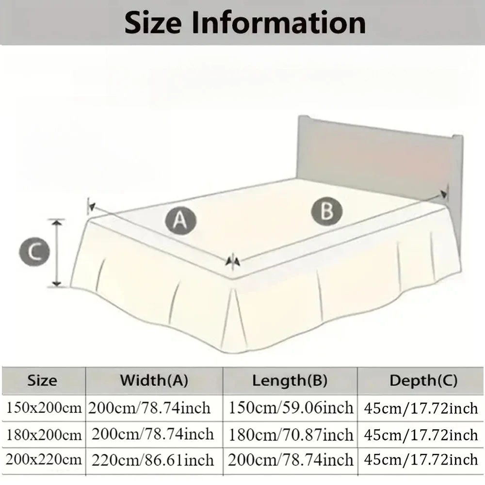 Elegant Style Fitted Bed Skirt Anti-Slip Mattress Cover Single Piece Korean Design Non-Pilling Bedding Accessory (No Pillowcase)