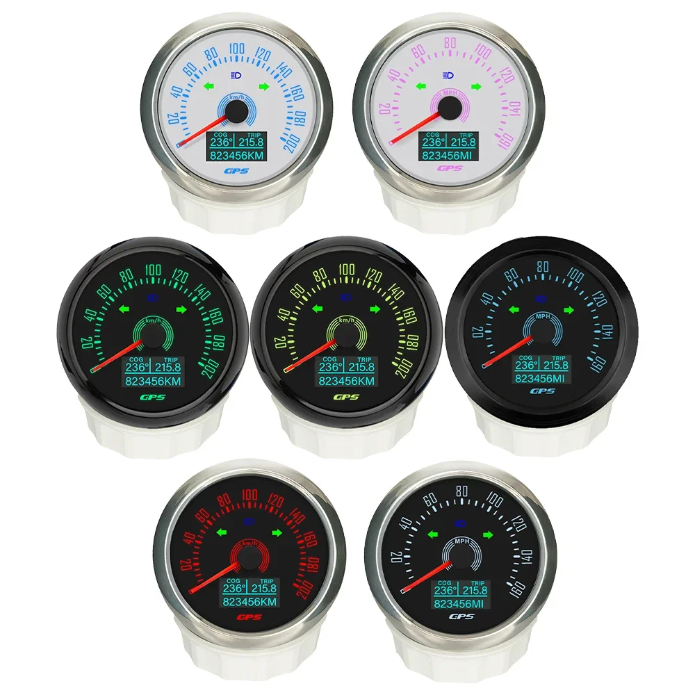 

ELING 85 мм GPS-указатель скорости с COG TRIP ODO Левый и правый указатель поворота дальнего света с 7 цветами подсветки для автомобиля, лодки, мотоцикла
