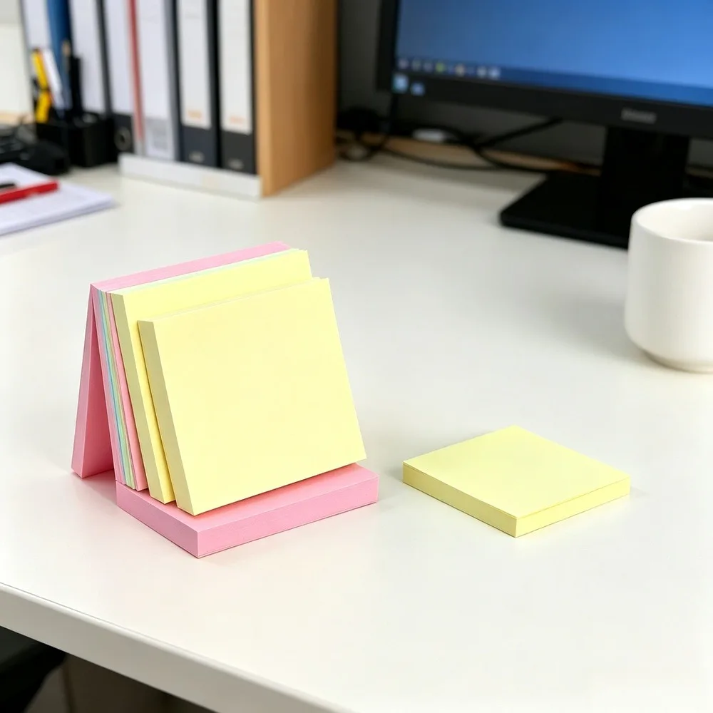 2 Pads Pastel Square Sticky Notes, Strong-Sticky Self-Adhesive Removable Memo Pads for Office Home Reminders, Home Supplies Refrigerator Decor Accessory