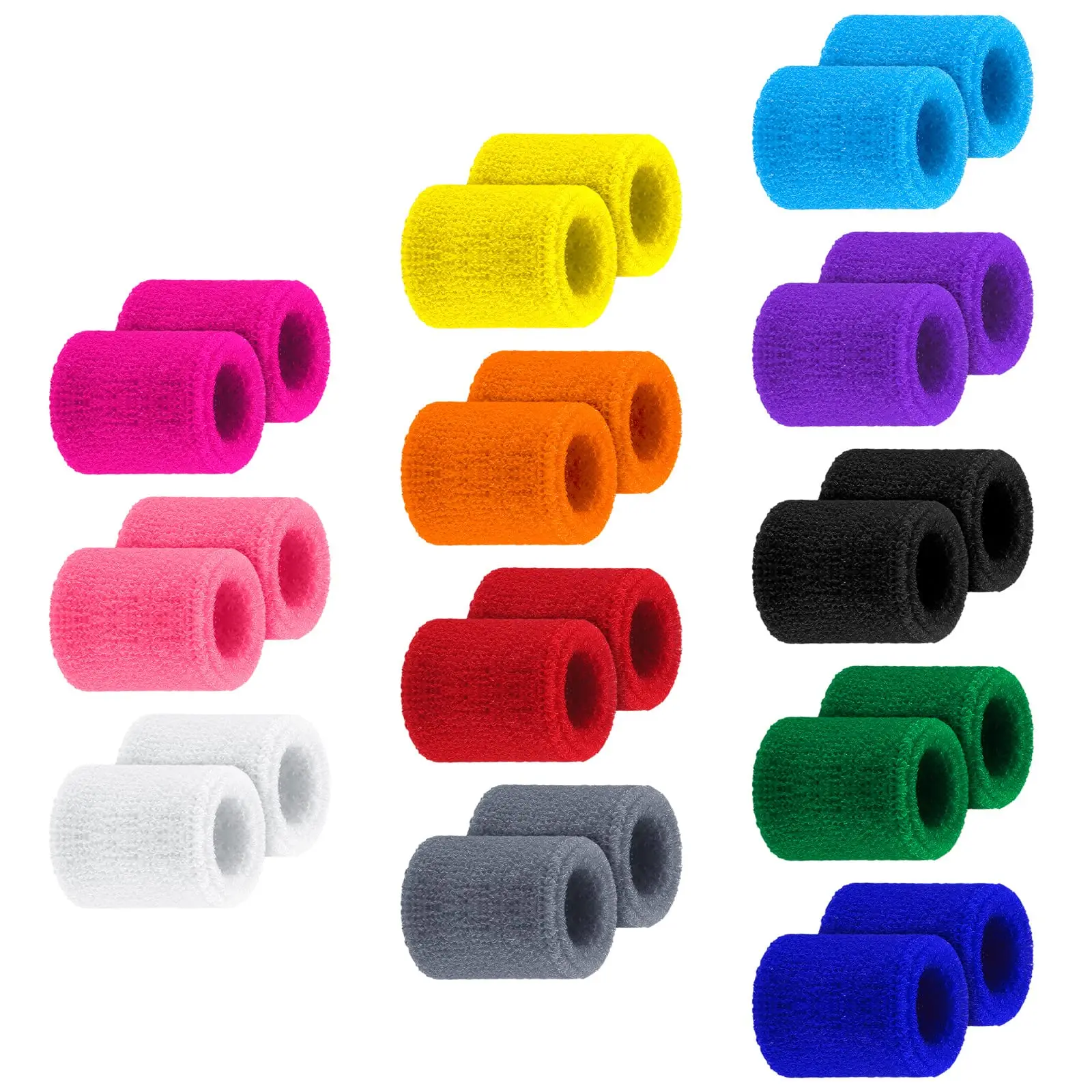 12 Pairs Kids Wrist Sweatbands Colorful Sweat Band Athletic Sports Wrist Bands Basketball Football Party Favors for Kids