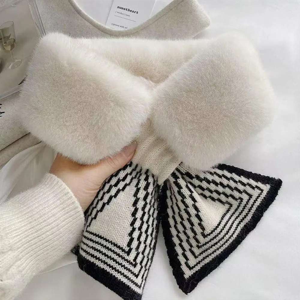 

Повседневный однотонный зимний теплый шарф на шею, утепленный плюшевый шарф из искусственного кроличьего меха, элегантная шаль для женщин и девочек