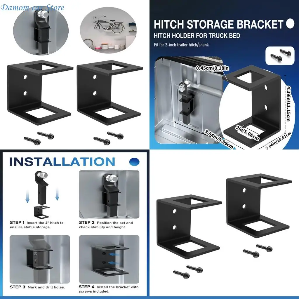 A2UC 2Pcs Quick Install Trailer Hook Storage Brackets for Neat Truck Bed Organization