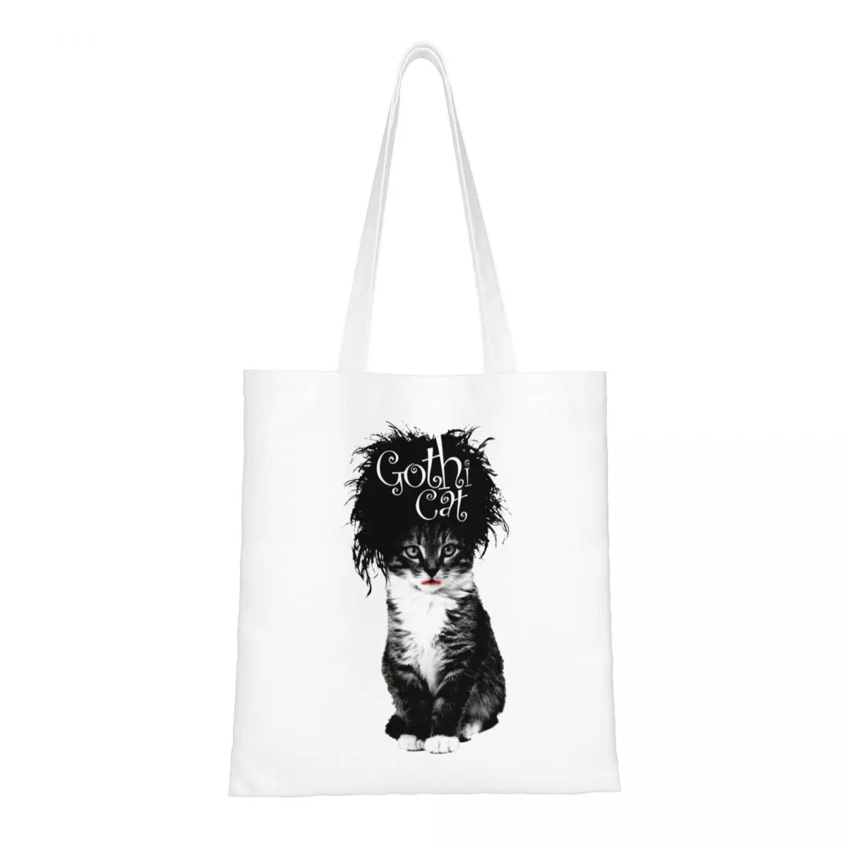 Gothic Cat Canvas Draagtas Mode Grote Capaciteit Boodschappentas Voor Unisex Studententassen