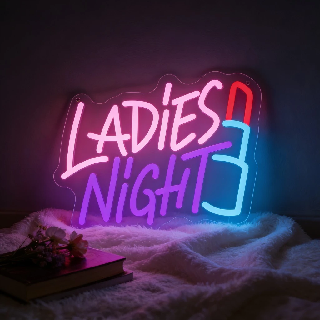 

Неоновая вывеска LADIES NIGHT, светодиодный настенный декор для вечеринок, домашнего бара, розовый, синий, фиолетовый, светящийся, романтический, веселый ночник, подарок для нее