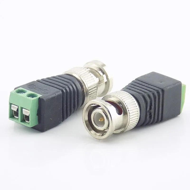 1/10pcs BNC Male Connector Coax CAT5 Adapter Plug Security System Accessories DC Surveillance For CCTV Camera Video Balun L19