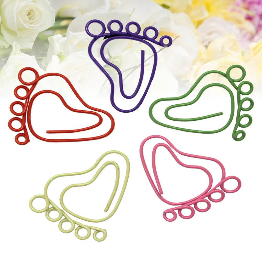 24Pcs Lovely Little Feet Shaped Photo Clips Paper Clips Creative Note Clips Paper Pin for Party Gift Office
