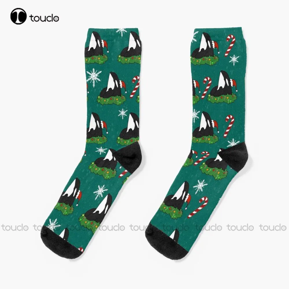 Holiday Christmas Orca Whale Dolphin Killer Whale Socks Christmas Socks Street Skateboard Socks Creative Funny Socks Custom Gift