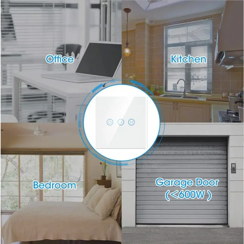 WiFi Smart Curtain Blind Switch for Roller Shutter Motor Window Opener Touch Control Compatible with Voice Assistant