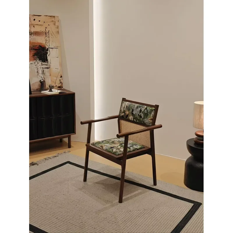 Midcentury Solid Wood Dining Chair with Armrest for Hotel Restaurant Apartment Villa Mall Use