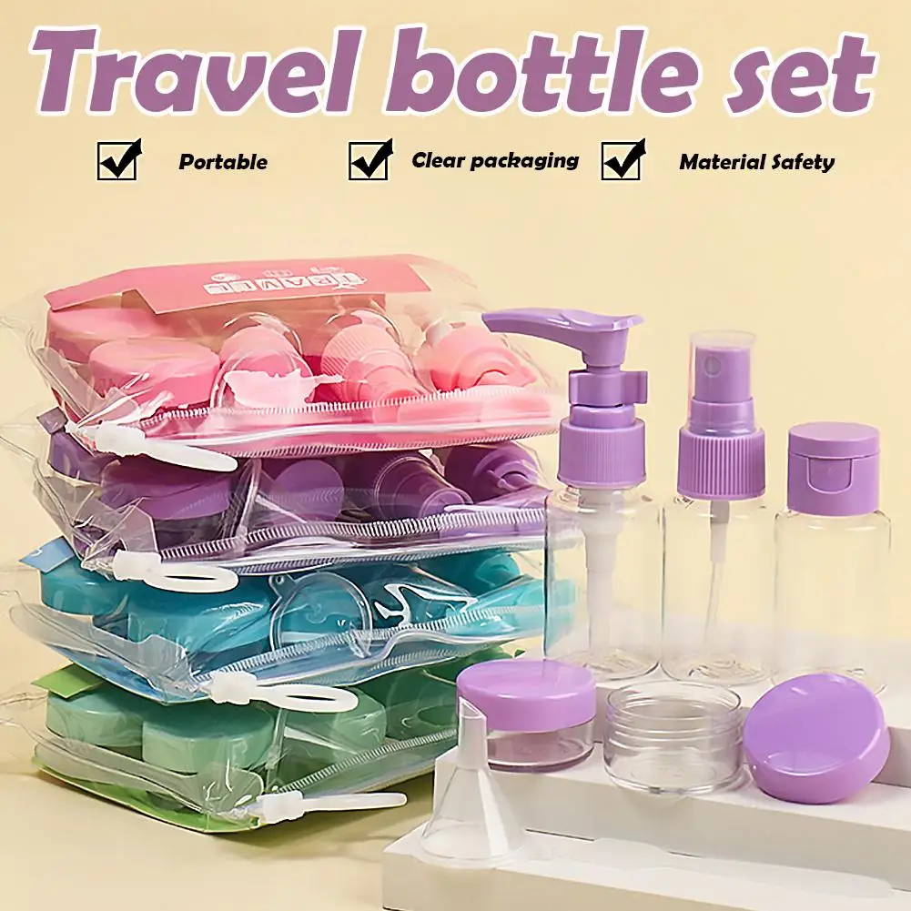 7pcs Travel Bottles Kit Leak Proof Portable Toiletry Containers Clear Travel Size Cosmetic Bottles For Lotion Shampoo Cream