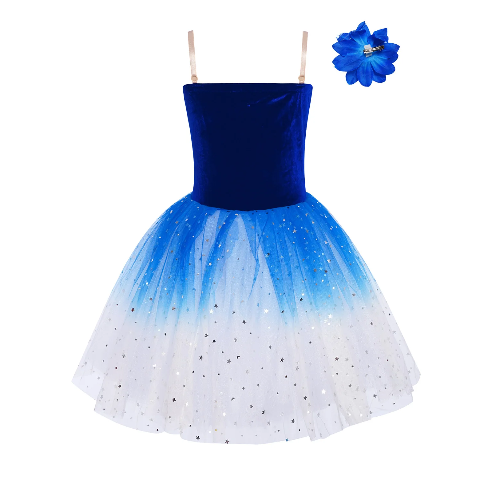 Sparkly Sequined Kids Girls Ballet Outfits Children Swan Lake Costumes Ballerina Stage Clothing Sleeveless Dress with Headwear