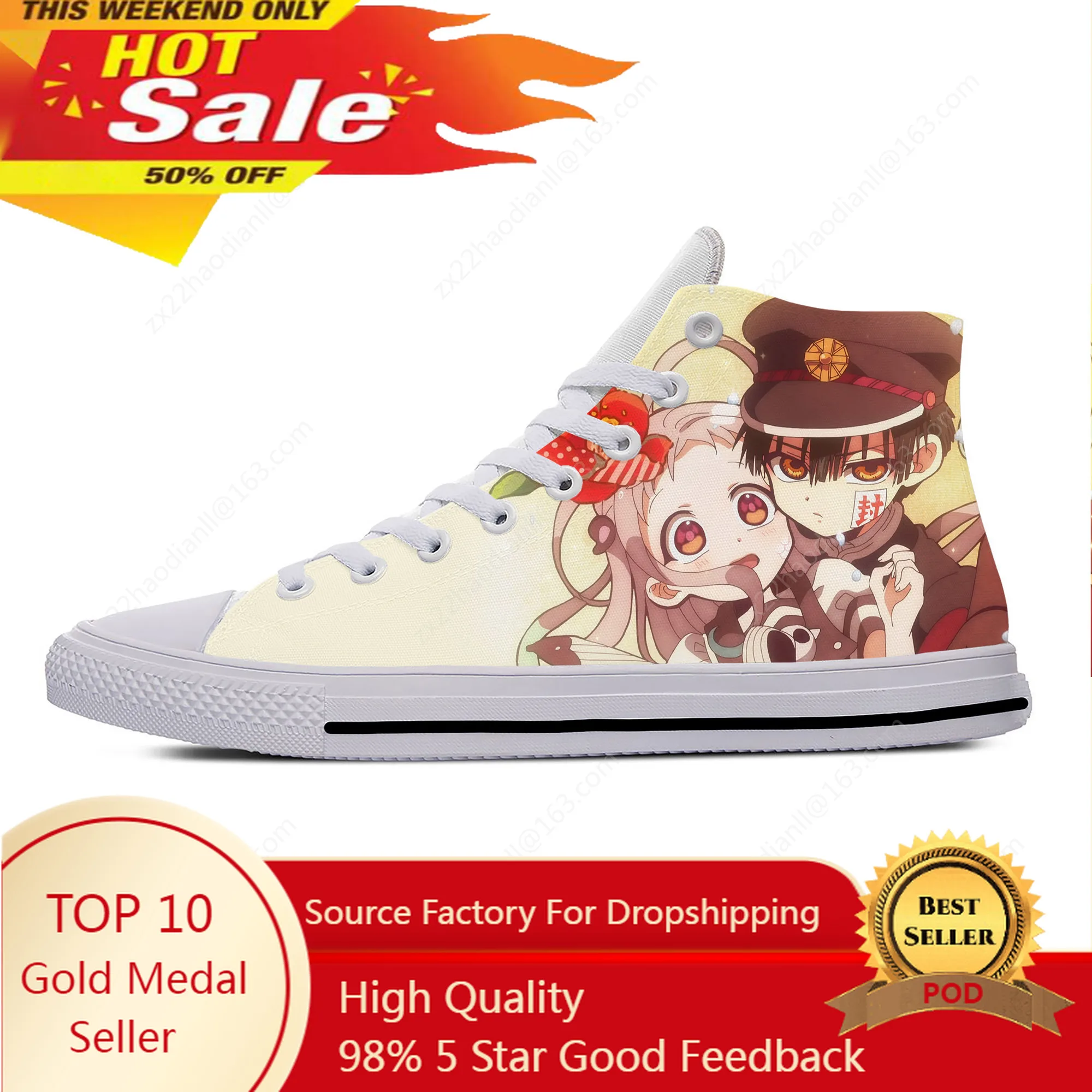 

Japanese Anime Manga Toilet Bound Hanako Kun Cute Casual Cloth Shoes High Top Lightweight Breathable 3D Print Men Women Sneakers