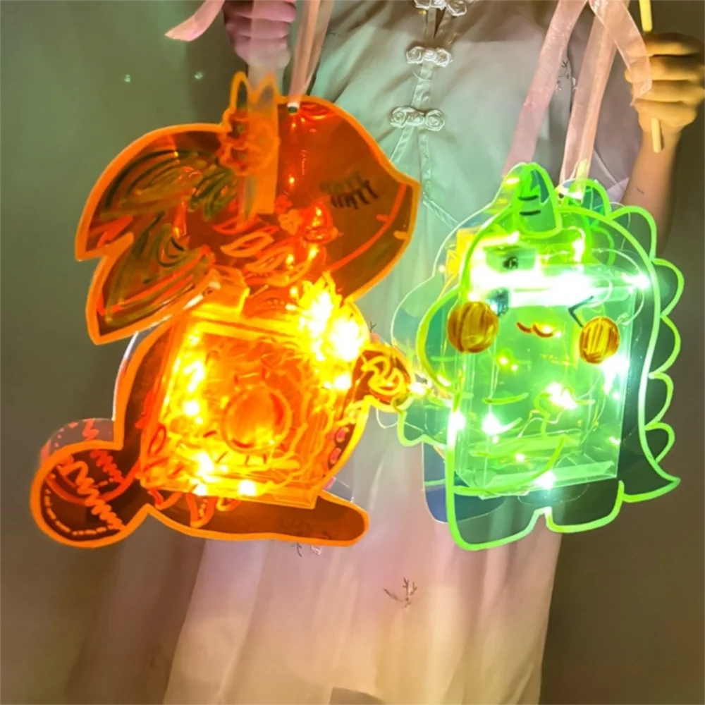 PVC Mid-Autumn Glowing Lanterns Luminous Simulation Cartoon Lantern Handmade DIY Handheld Lanterns Mid Autumn Festival