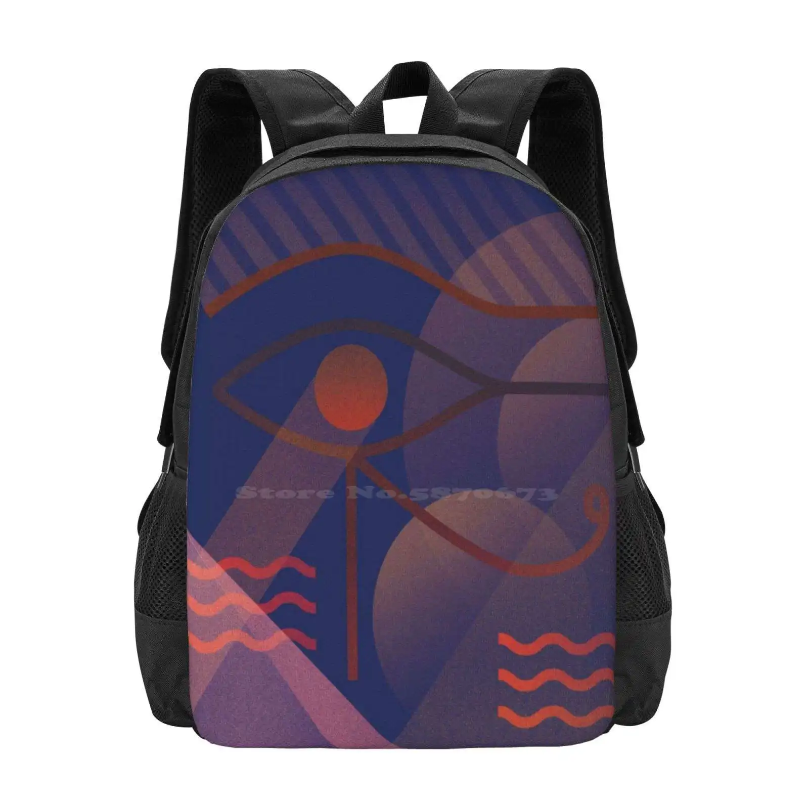 The Eye 3d Print Design Backpack Student Bag Architectural Eyes Egyptian Pyramid Constructivist Breakthroughs Light Wave Sun