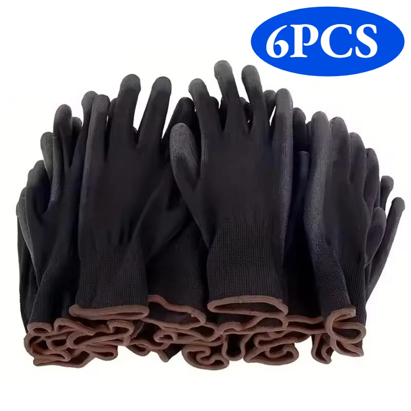 6/12/18PCS PU-coatinghandschoenen Antislip Multi-scenario Nylon PU-werkhandschoenen Veiligheid Duurzaam Tuinmachines Auto-reparatie