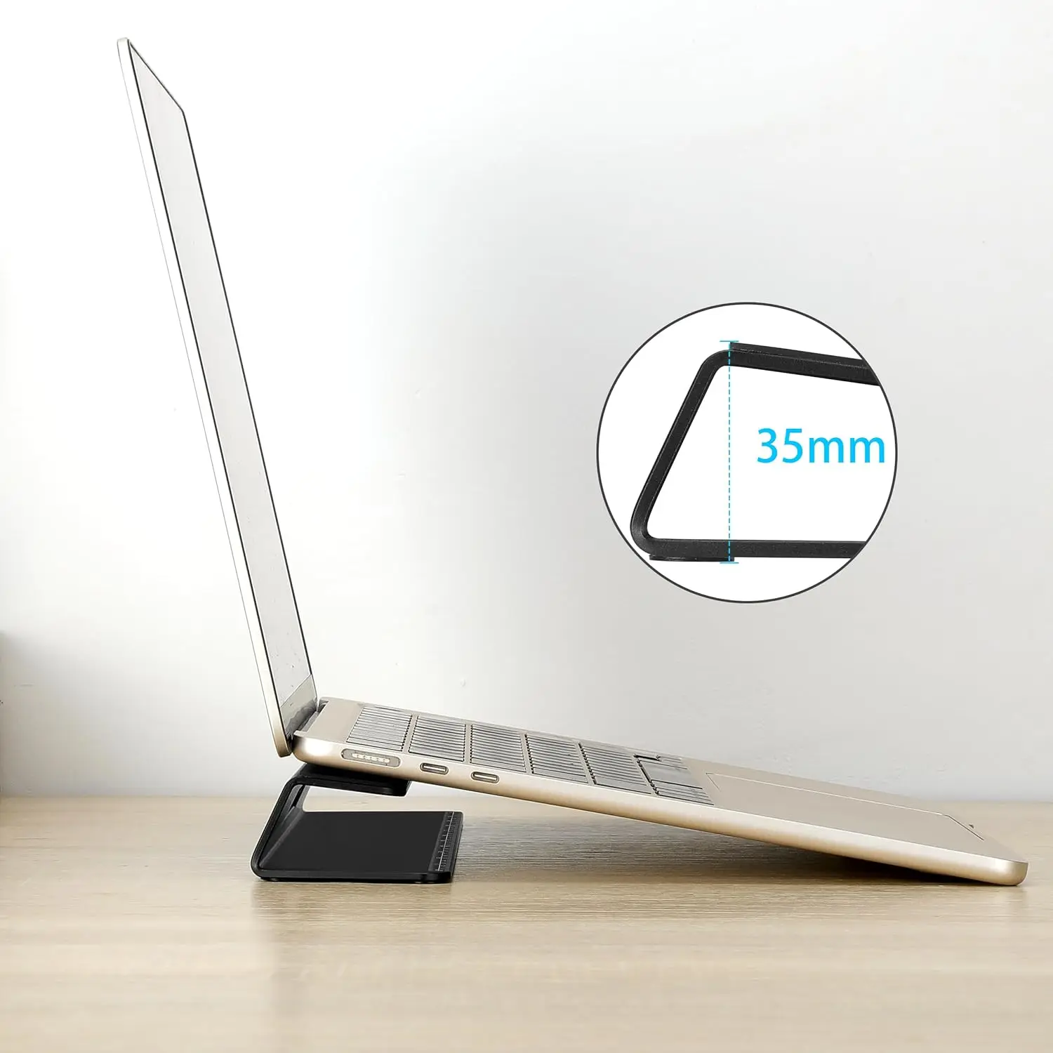Portable Laptop Wedge Airflow Cooling Stand, Aluminium Laptops Feet Legs Compatible with MacBook and All Laptop, with Ruler