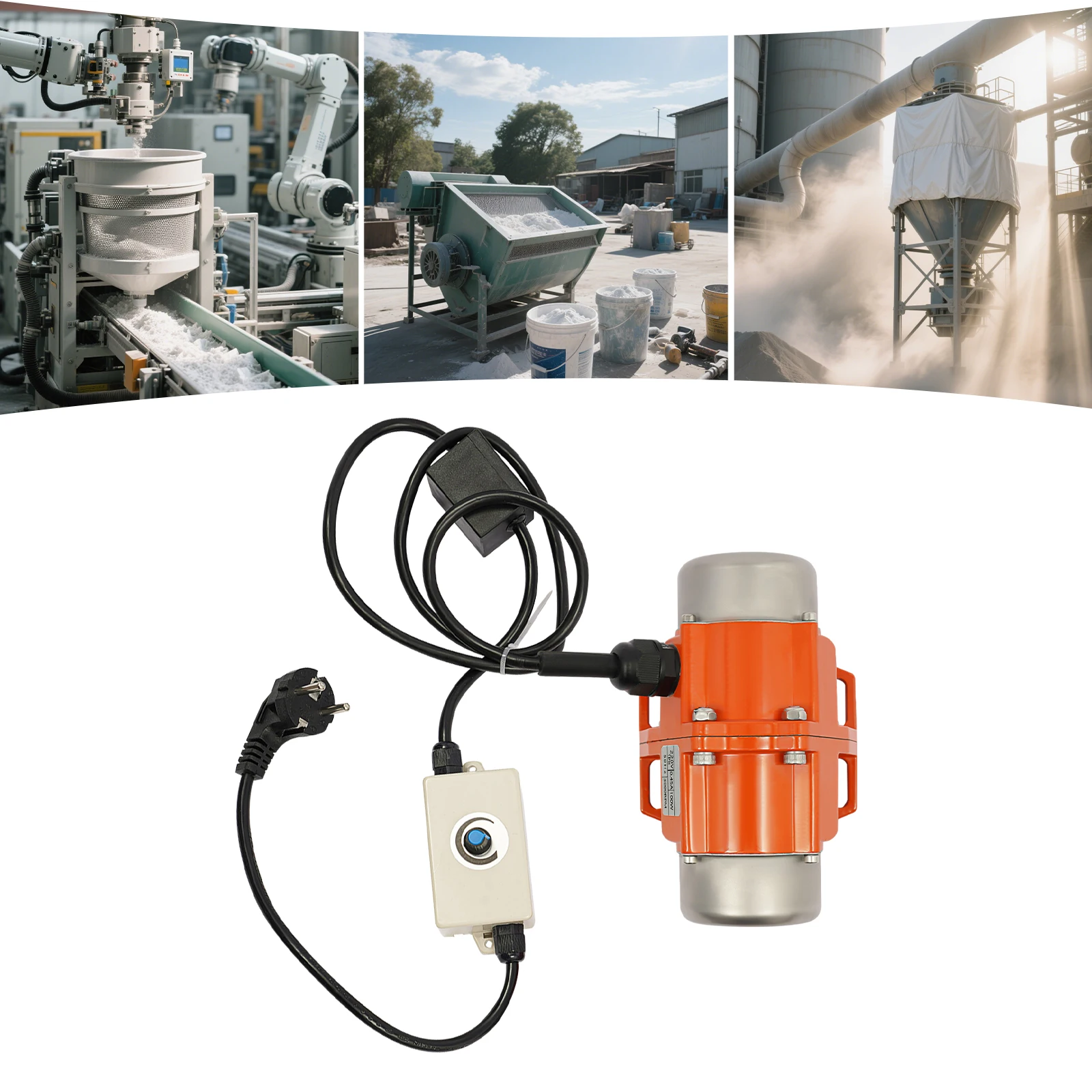 Motor de Vibración Eléctrico de 100W 220V con Controlador de Velocidad, Ajustable de 1500-3000 RPM, Impermeable IP65, Motor Asíncrono Monofásico