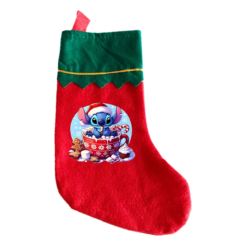 Stitch Disney Christmas Stocking Kids Anime Cute Storage Pouch Child Cartoon Gift Bag Xmas Tree Wall Decoration Sock Home Decor