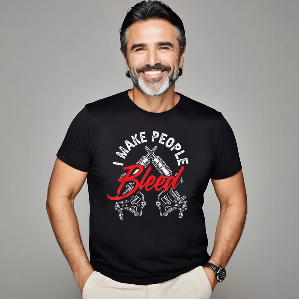I Make People Bleed Funny Round Neck Tshirts Lovers Day Printing Tops & Tees Short Sleeve Classic 100% Cotton Tops Tees Mens