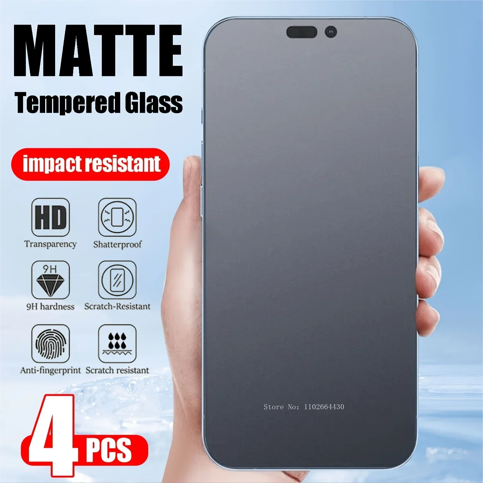 4pcs MatteTempered Glass For IPhone 16 Pro Max 15 14 13 Pro14 Plus 12 11 XS Max XR X Anti-Fingerprint Flim for iPhone 12 13 mini