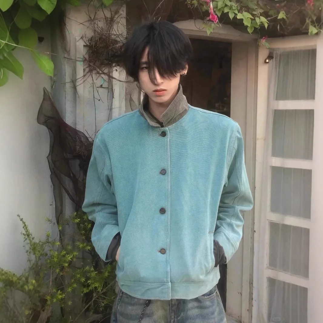 

2026 New Men's American Retro Cleanfit Short Jacket Spring Fall High Sense Collared Detroit Harrington Work Jacket