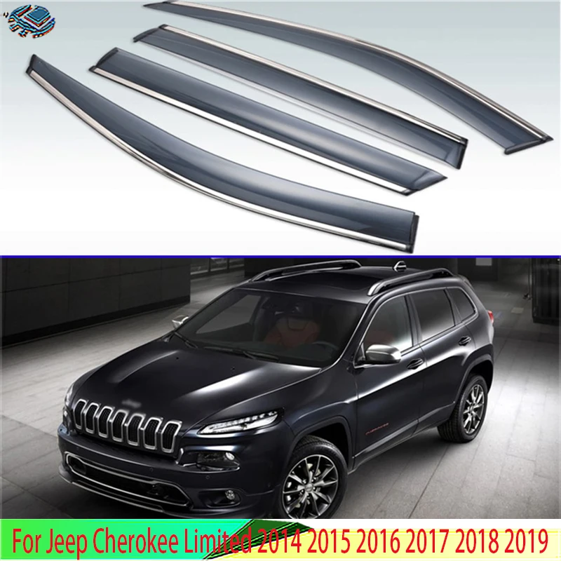 

Car Side Windows Wind Deflectors Windshield Tinted Sun Visors For Jeep Cherokee Limited 2014 2015 2016 2017 2018 2019