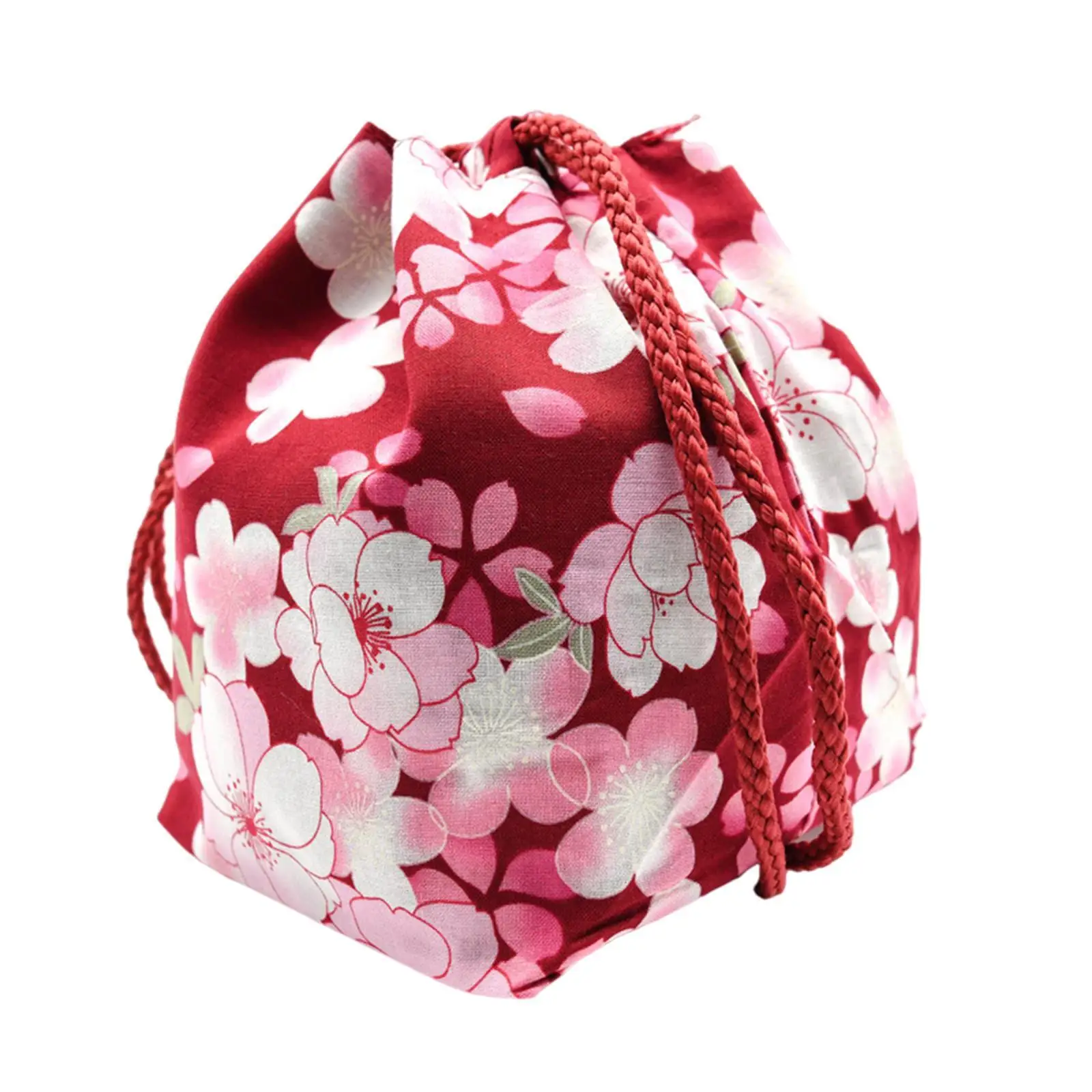 Japanese Drawstring Bag Coin Purse Lunch Bag Food Pouch Pink