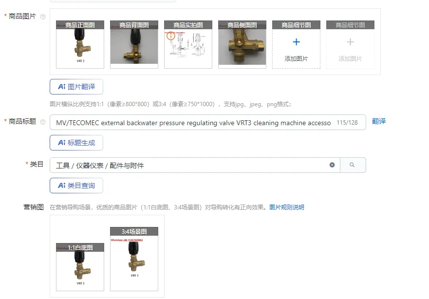 MV/TECOMEC external backwater pressure regulating valve VRT3 cleaning machine accessories Sanitation 31MPA 40L/MINI