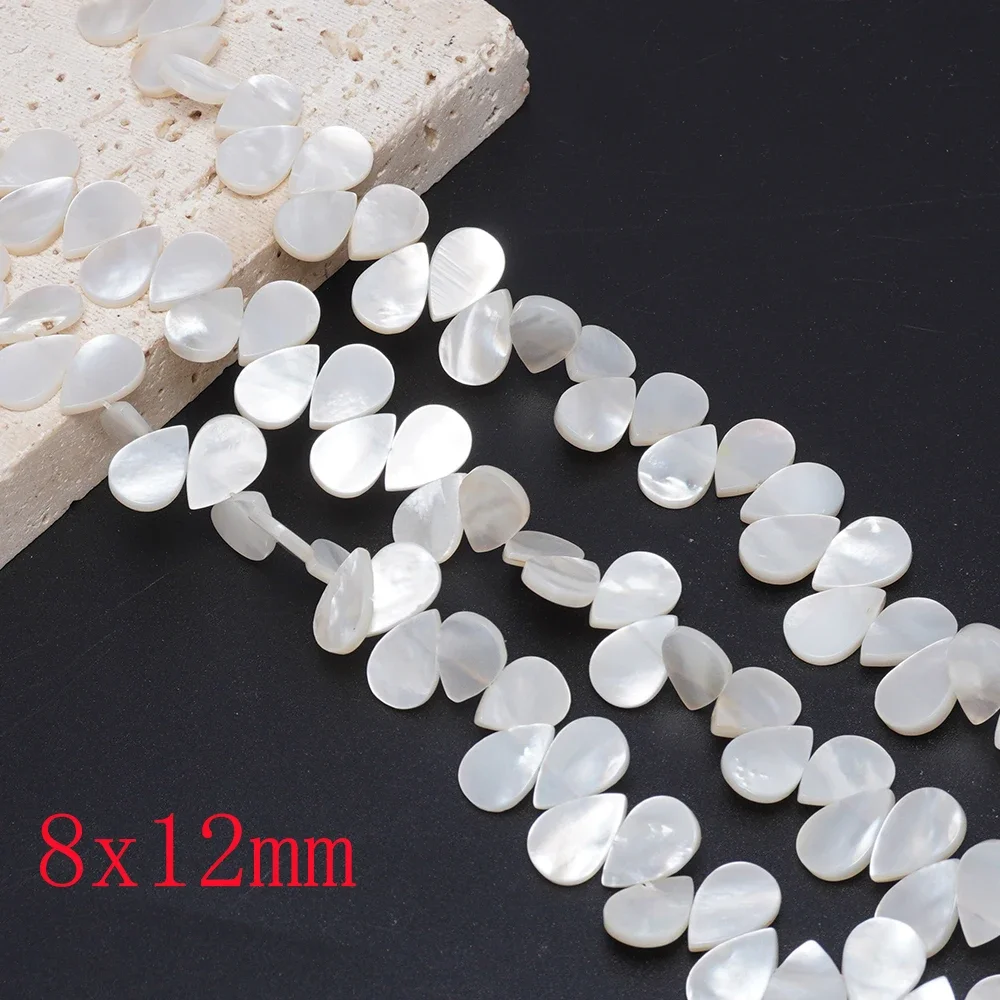 

8x12mm Teardrop Natural Shell White Beads 37 Hole for Jewelry Making Necklace Bracelet Earrings Valentine's Day Gift Accessories