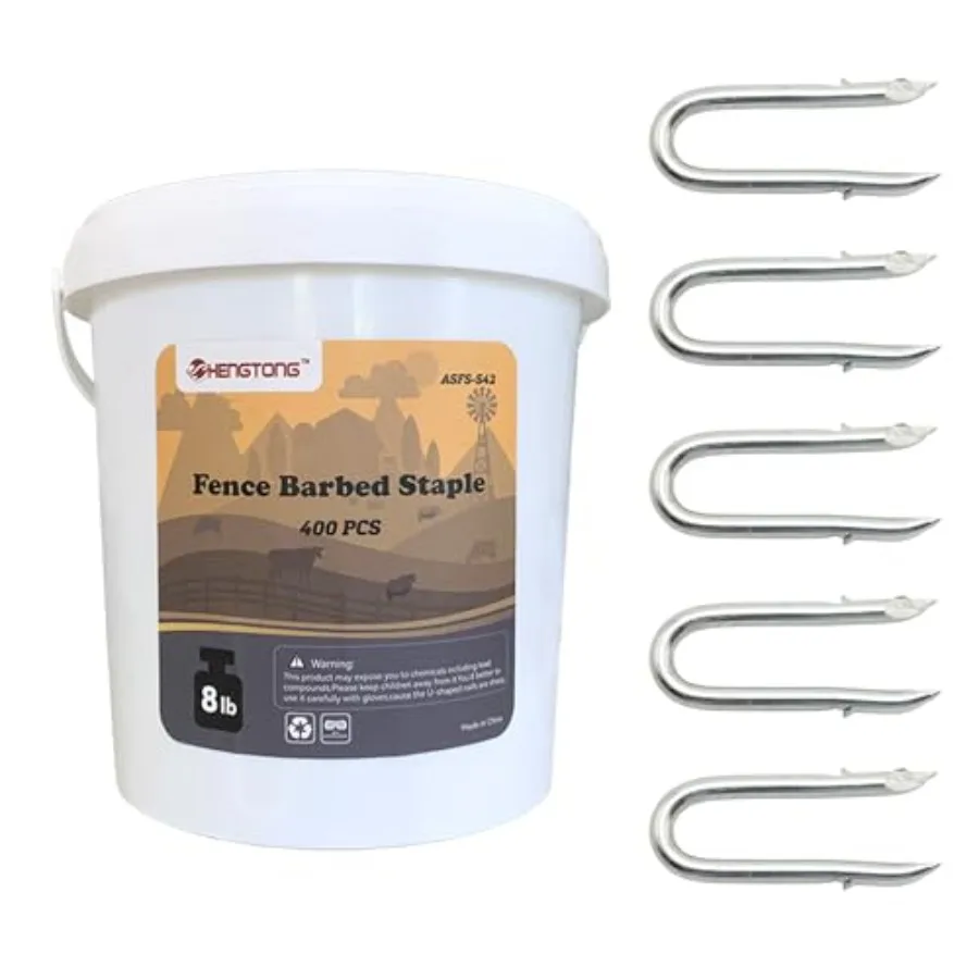 

Steel Wire Fencing Staples 400Pcs Galvanized Steel Fence Staple Nails Heavy Duty U-Shaped Fasteners Staples Nails for Wire Mesh