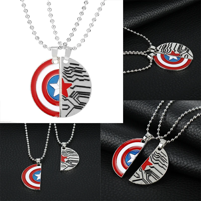 Marvel Captain America Shield Necklace Anime Men and Women High Beauty Alloy Pendant Couple Student Youth Fashion Trend Toy Gift