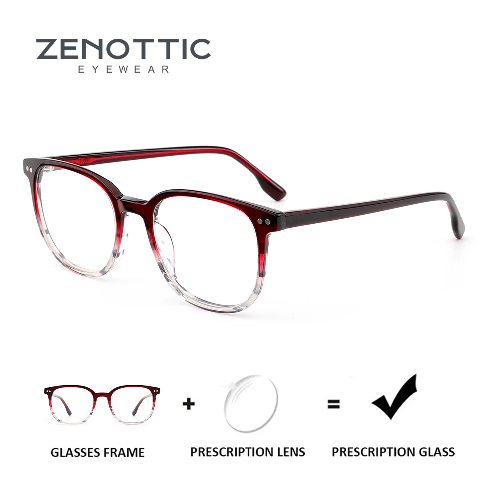 ZENOTTIC Modish Acetate Prescription Glasses For Women Square Myopia Optical Eyeglasses Progressive Eyewear